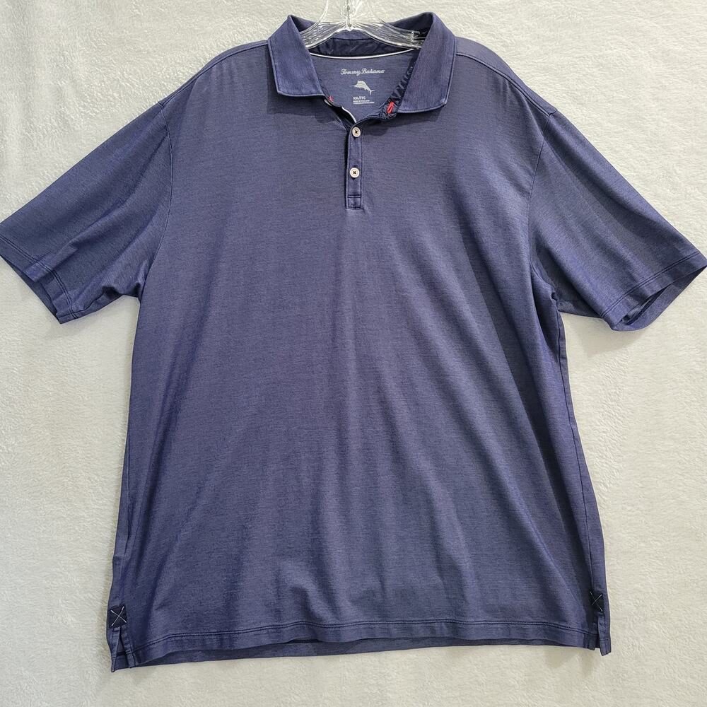 Tommy Bahama Polo Shirt Men's Size XXL SS Blue Pique Golf Breathable Stretch